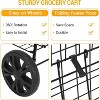 Folding Utility Cart with Wheels, 22-Gallon Basket, 360° Swivel Casters, Mesh Base, Heavy-Duty Frame for Groceries, Luggage, Laundry, Picnic - 4 of 4