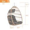 Infurnic Patio Swings, Hammock Hanging Swinging Chair with Seat Cushion, Outdoor Swing Egg Chair for Balcony Backyard Garden, Gray, 28.5"*28.7"*55.11" - 4 of 4