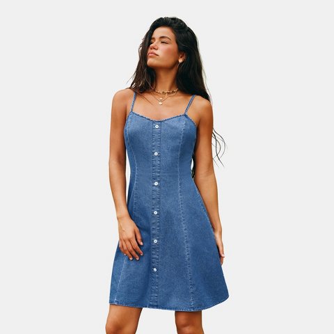 Женские платья Cupshe Women's Denim Cami Mini Dress with Smocked Bodice-S-Blue