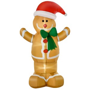 6ft Christmas Inflatable Gingerbread Man, Outdoor Blow-Up Yard Decoration with LED Lights Display - 1 of 4