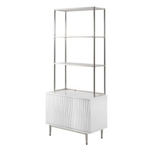 70" Waves Coastal Bookcase with Storage Cabinet Glossy White - Treasure Trove Accents - 1 of 4