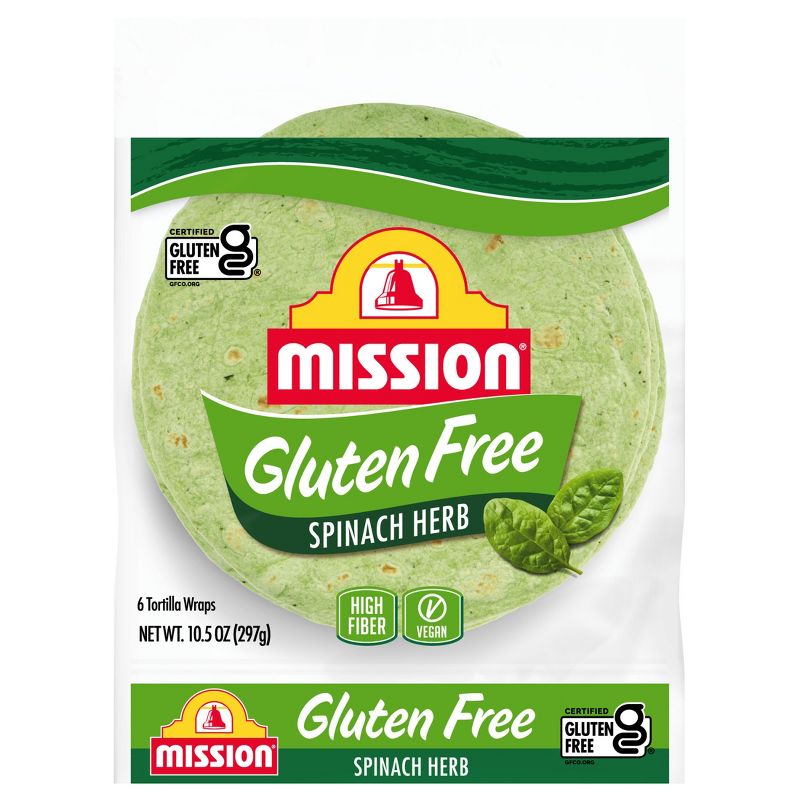 Mission 8&#34; Gluten Free Spinach Tortillas - 10.5oz/6ct, 1 of 10