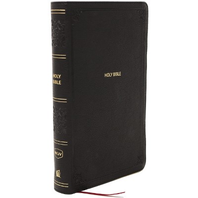 NKJV Giant Print End-Of-Verse Reference Bible, Black Leathersoft, Red Letter, Comfort Print - by  Thomas Nelson (Leather Bound)