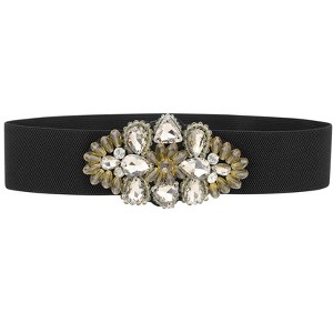 INSPIRE CHIC Women's Elastic Wide Large Rhinestone Corset Retro Elegant Waist Belt 1Pc - 1 of 4