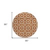 Orange Beige And Copper Floral Medallion Washable Indoor Outdoor Area Rug - 3 of 4