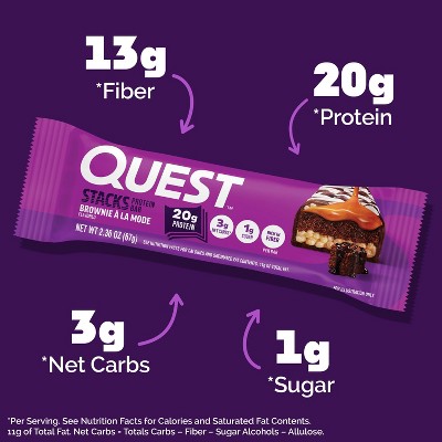 Quest Nutrition Brownie a la Mode Stacks Protein Bars - 20g Protein - 28.32oz/12ct