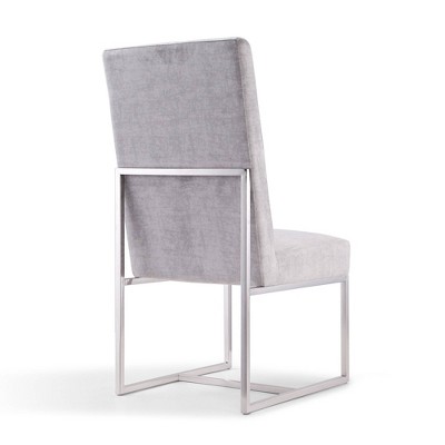 Gray Velvet Upholstered High-Back Arm Chair with Metal Frame