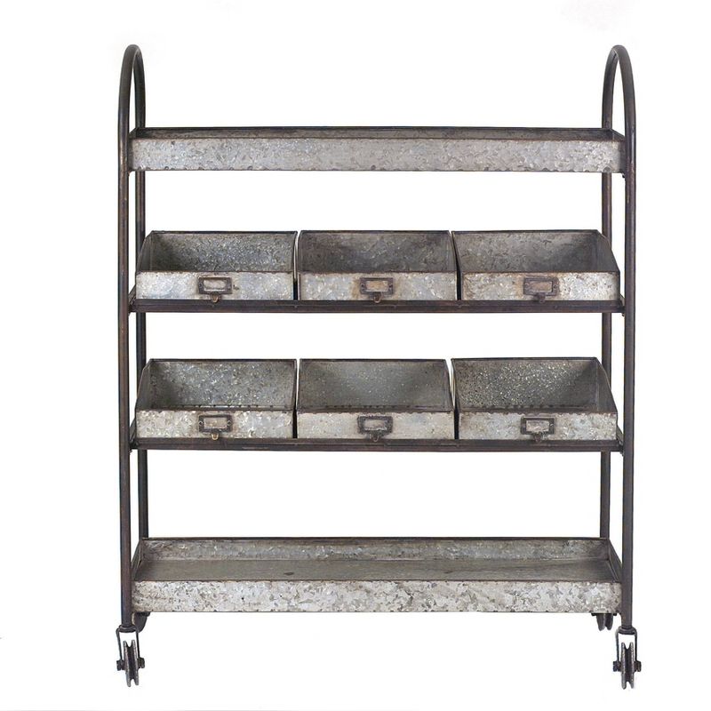 Metal 4-Tier Cart with 6 Bins On Casters - Storied Home, 4 of 6