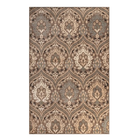 Distressed Abstract Damask Indoor Area Rug Or Runner, 6'x9', Light Blue 