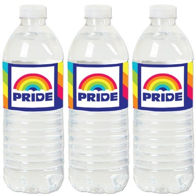 Big Dot of Happiness Love is Love - LGBTQIA+ Pride - Rainbow Party Water Bottle Sticker Labels - Set of 20