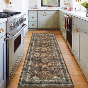 Machine Washable Vintage Large Area Rug Distressed Indoor Floor Carpet Non Slip Non Shedding Thin Foldable Printed Floor Cover - 1 of 4