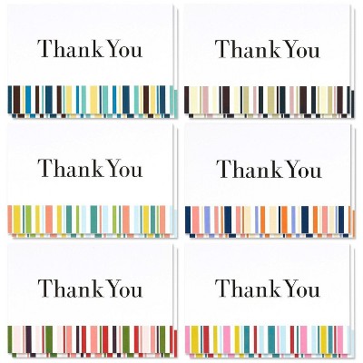 Juvale 48-Count Bulk Colorful Stripe Thank You Cards with Envelopes, Thank You Notes, 6 Designs, 4 x 6 in