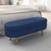 Okak Modern Linen Oval Storage Ottoman Bench with Rubber Wood Legs Soft Long Storage Footrest Stool for Living Room, Entryway, Bedroom - 4 of 4