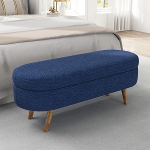 NicBex Ottoman with Storage Bench Storage Organizer Oval Storage Bench with Rubber Wood Legs for Entryway Bedroom - 1 of 4