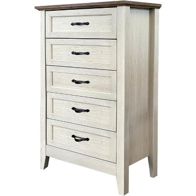 Chest of Dresser, Wood Vintage Dresser 5 Drawer, Tall Dresser for Closet, Dressers for Storage Organizer, for Closet Living Room
