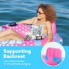 Joyfy Pool Float Adults, River Pool Tube Raft with Cup Holders, Heavy Duty Inflatable Swimming Ring with Backrest for Water Fun (Pink) - 4 of 4