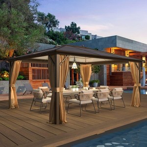 EROMMY 12'x16' Hardtop Gazebo, Outdoor Polycarbonate Roof Gazebo, Aluminum Frame Permanent Pavilion - 1 of 4