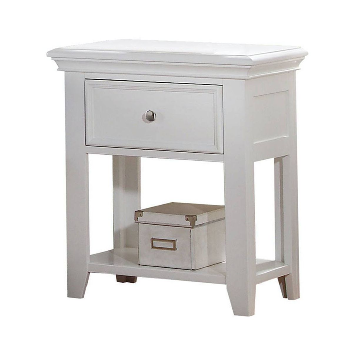 22" Lacey Nightstand White - Acme Furniture: Elegant Bedside Table with Storage, No Assembly Required