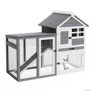 Rabbit Hutch Outdoor, Wooden Chicken Coop, Bunny Cage with Pull Out Tray, Waterproof Run, Poultry Cage for Rabbits, Chickens, Duck, Guinea Pigs - 1 of 4