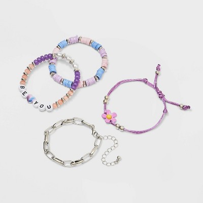 Girls' 4pk 'Be You' Bracelet Set - art class™ Purple
