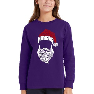 LA Pop Art Feliz Navidad Santa Claus - Girl's Word Art Long Sleeve T-Shirt - 1 of 4