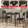 Dining Table Set for 2 with Storage Square Kitchen Table and 2 Upholstered Chairs Metal Frame Compact Space Saving Apartment Dinette - 4 of 4