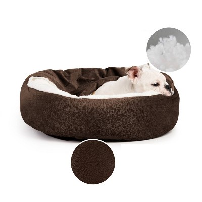 Dark Chocolate Microfiber Hooded Pet Bed with Bolstered Walls