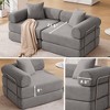 VASIP Modular Sofa Bed for Apartment,Corduroy Fabric,Convertible Design with Fixed Frame & Removable Armrests , No Assembly Required,Red - 3 of 4