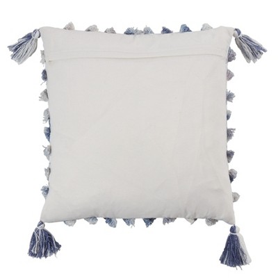 Medium Off-White Polyfill Decorative Pillow with Fringe and Tassels