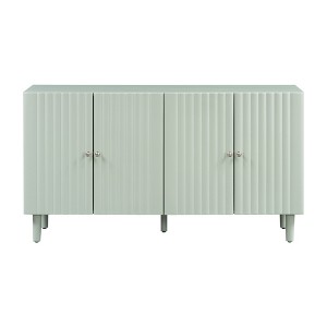 TiramisuBest Black Elegant 4-Door Sideboard with Wavy Pattern Doors, Sleek Metal Handles, Adjustable, Suitable for Study, Entryway and Living Room - 1 of 4