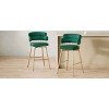 26" Counter Height Bar Stools Set of 2,180° Swivel Upholstered Barstools with Metal Legs,Tiered Back Bar Stool for Kitchen Island Pub-Coolbibila - 3 of 4