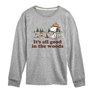 Boys' - Peanuts - All Good In The Woods Long Sleeve Graphic T-Shirt - 1 of 4