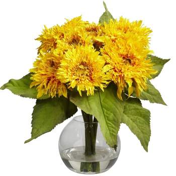 Nearly Natural 12-in Golden Sunflower Arrangement
