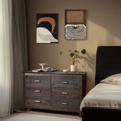 Karl Home 6-Drawer Brown MDF (Medium-Density Fiberboard) 47.24in. W Chest of Drawer