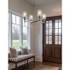 YANSUN 4-Light Brushed Nickel Chandelier with Adjustable Height, featuring Glass Shades, perfect for Dining Room or Entryway - 3 of 4