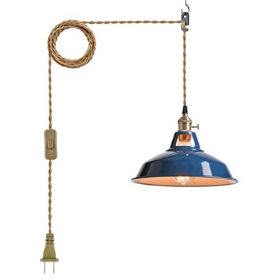 CLAXY Modern Plug-in Pendant Light Adjustable Height Blue