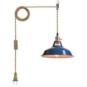 CLAXY Modern Plug-in Pendant Light Adjustable Height Blue - 1 of 4