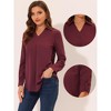 INSPIRE CHIC Women's Point Collar Pleated Front Casual 3/4 Sleeve Blouse - 2 of 4