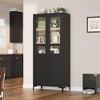 Tall Storage Cabinet,2 Glass Doors, Kitchen Pantry 5 Tier Bathroom Cabinet with Adjustable Shelves - 2 of 4