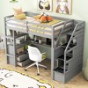 Twin Size Loft Bed with Two Built-in Drawers, Desk and Shelves - 3 of 4