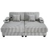 Loveseat Sofa Double Chaise Lounge Sleeper Sofa Bed Recliner Couch with Adjustable Back, Phone Holder, Cup Holders & Storage Compartments - ModernLuxe - 4 of 4