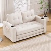 55" 3-in-1 Futon Sofa Bed with Pull Out Sleeper,Cup Holder & Side Storage,Convertible Loveseat for Small Space,Foldable Mattress-Baofuwish - 2 of 4