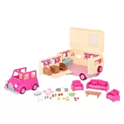 Li'l Woodzeez Camper Playset with Pink Toy Car 40pc - Happy Camper
