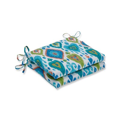 2pk Paso Caribe Squared Corners Outdoor Seat Cushion Blue - Pillow Perfect