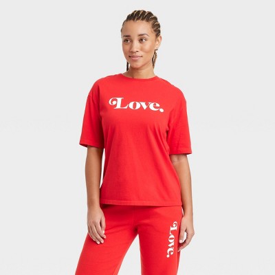 Women's Oversized Short Sleeve Graphic T-Shirt - Universal Thread™ Red M