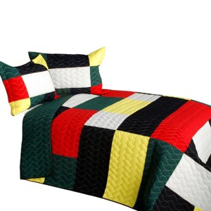 Slickblue Striped Design 100% TC Fabric Quilt Set, Full/Queen Size, Handmade, Vermicelli Quilted, 3-Piece Set - 1 of 4
