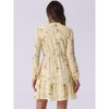 INSPIRE CHIC Women's Summer Floral Layered Tie V-Neck Semi-Sheer Long Sleeve Mini Dress - 4 of 4