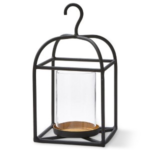 TAG Hanging Metal And Glass Lantern Pillar Candle Holder Small, 7.0L x 7.0W x 13H inches, Decorative Use Only - 1 of 2
