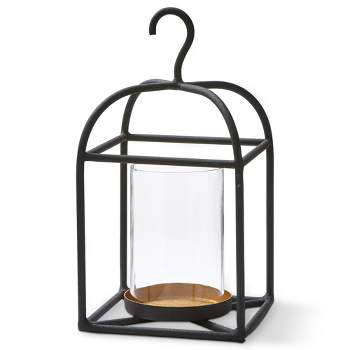 TAG Hanging Metal And Glass Lantern Pillar Candle Holder Small, 7.0L x 7.0W x 13H inches, Decorative Use Only