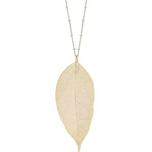 Filigree Long Leaf Pendant Dangle Necklace and Earring Jewelry Set Fashion for Women - 1 of 4